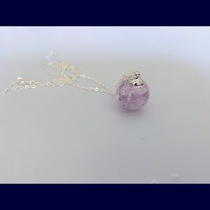 Crushed Raw Amethyst Crystal filled Glass Dome Pendant
